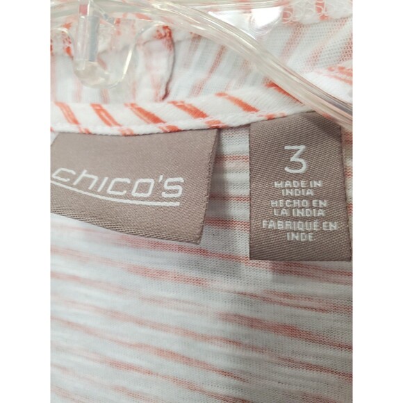 Chico's 100% Cotton Stripe Play Open Front Knit Jacket Size 3 (XL) - Picture 3 of 7